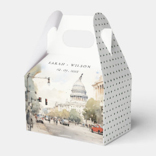 Chic Minimal Washington DC, USA Watercolor Wedding Favour Box