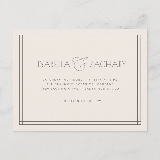 Chic Minimalist Ampersand Typography Wedding Invitation Postcard (Front)