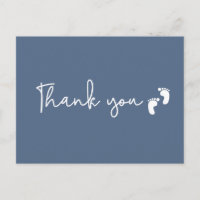 Chic Minimalist Baby shower thank you Dusty blue
