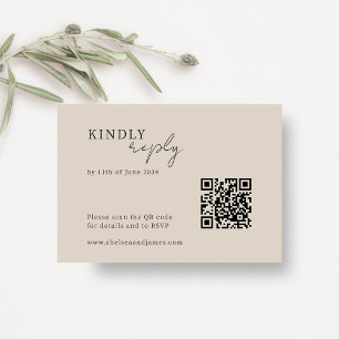Chic Minimalist Beige Taupe Wedding RSVP Enclosure Card