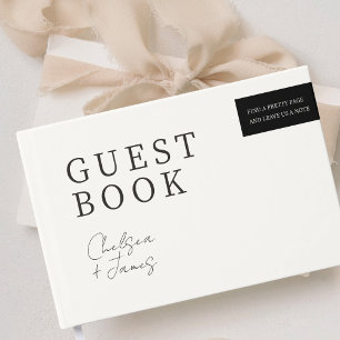 Chic Minimalist Black and White Couple Wedding Guest Book