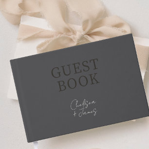 Chic Minimalist Black & Ivory Couple Wedding Guest Book