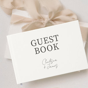 Chic Minimalist Black & Ivory Couple Wedding Guest Book