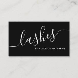 Chic Minimalist Black White Lash Extension Artist Business Card