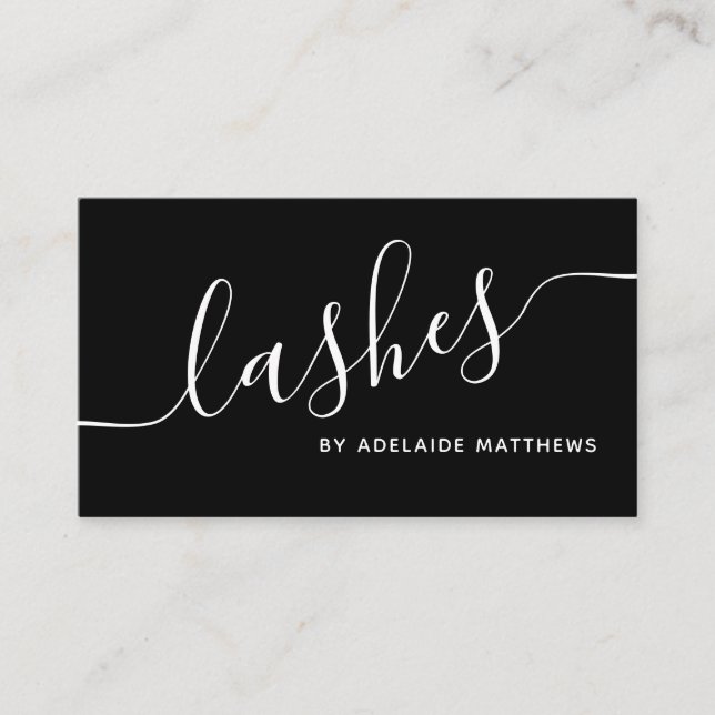 Chic Minimalist Black White Lash Extension Artist Business Card (Front)