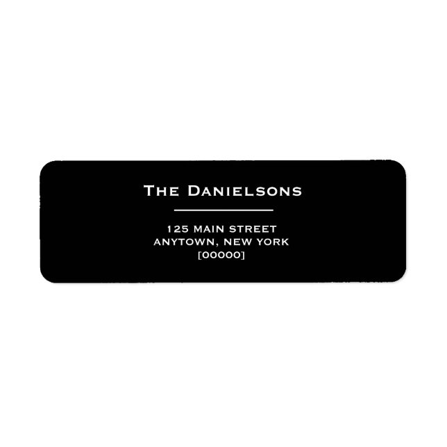 Chic Minimalist Black White Return Address Labels (Front)