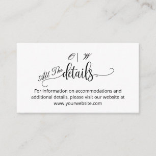 Chic Minimalist Black White Wedding Information Enclosure Card