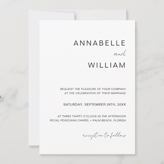 Chic Minimalist Black & White Wedding QR Code Invitation (Front)