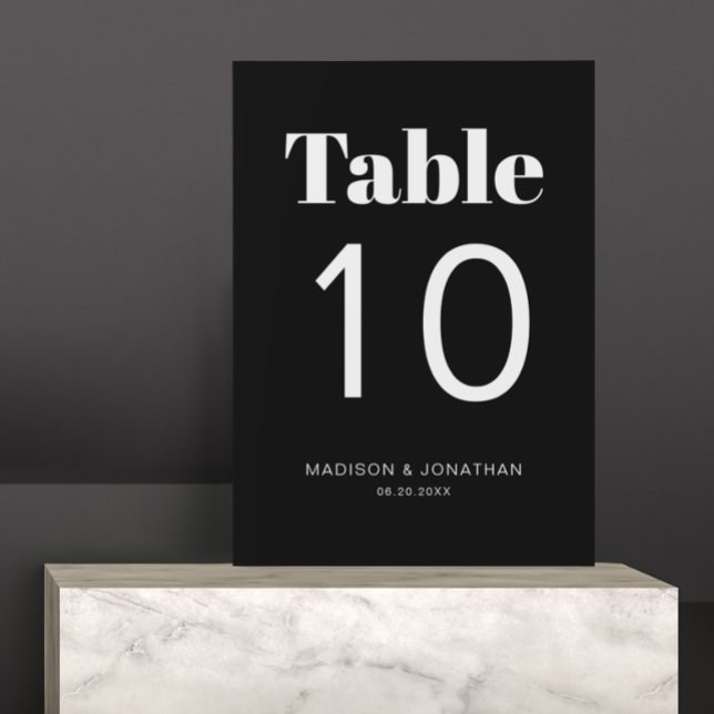 Chic Minimalist Black White Wedding Table Number (Creator Uploaded)