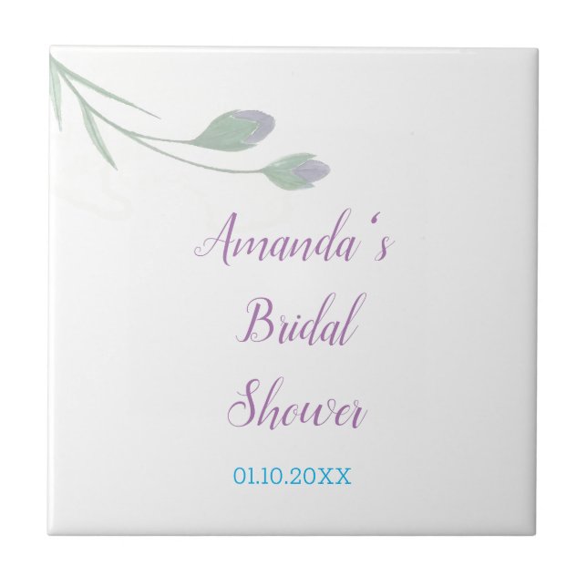 Chic Minimalist Bridal Shower Floral Tile (Front)