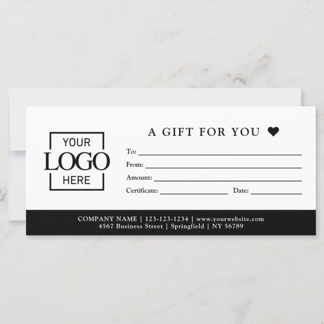 Chic Minimalist Business Gift Certificate Template (Front)