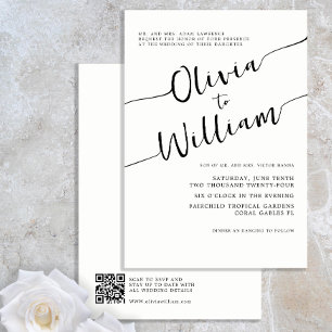 Chic Minimalist Classic Black and White Wedding Invitation