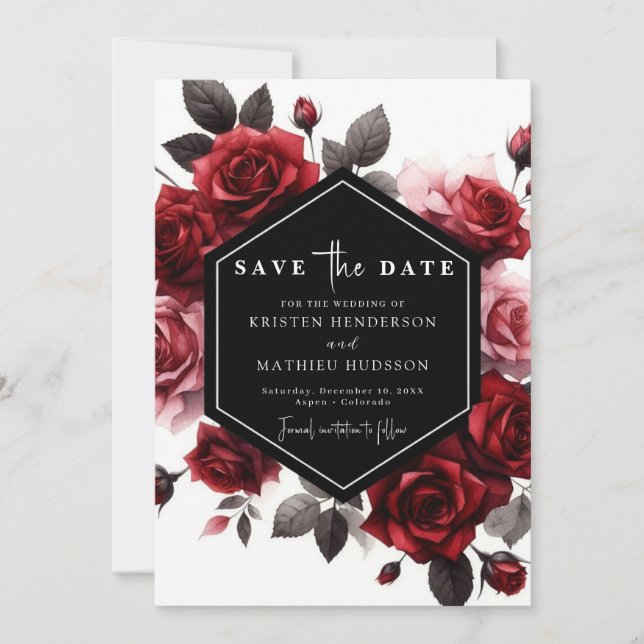 Chic Minimalist Crimson Red Wedding Save The Date (Front)