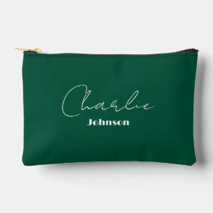 Chic, Minimalist Deep Teal Green Accessory Pouch