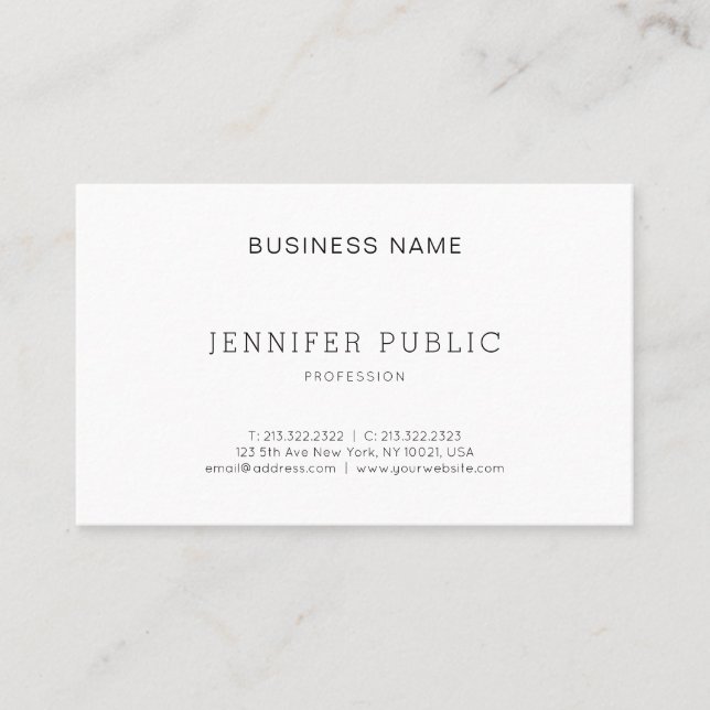 Chic Minimalist Design Modern Professional Plain Business Card (Front)