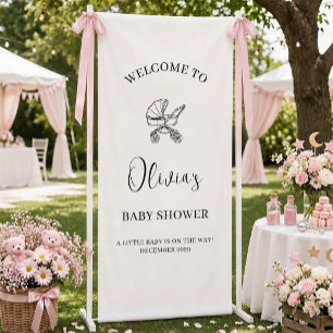 Chic Minimalist Elegant Script Baby Shower Welcome Banner