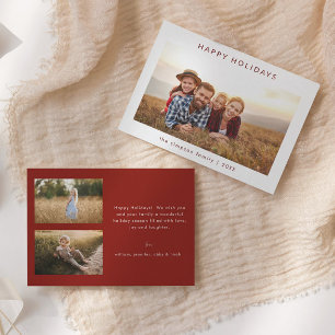 Chic Minimalist Family Photo Happy Holidays Card
