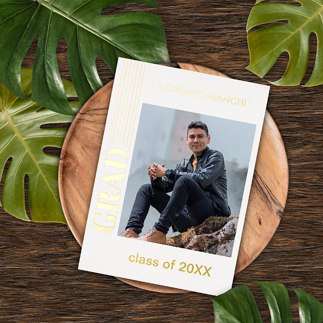 Chic Minimalist Gold Foil Graduation Announcement (Creator Uploaded)