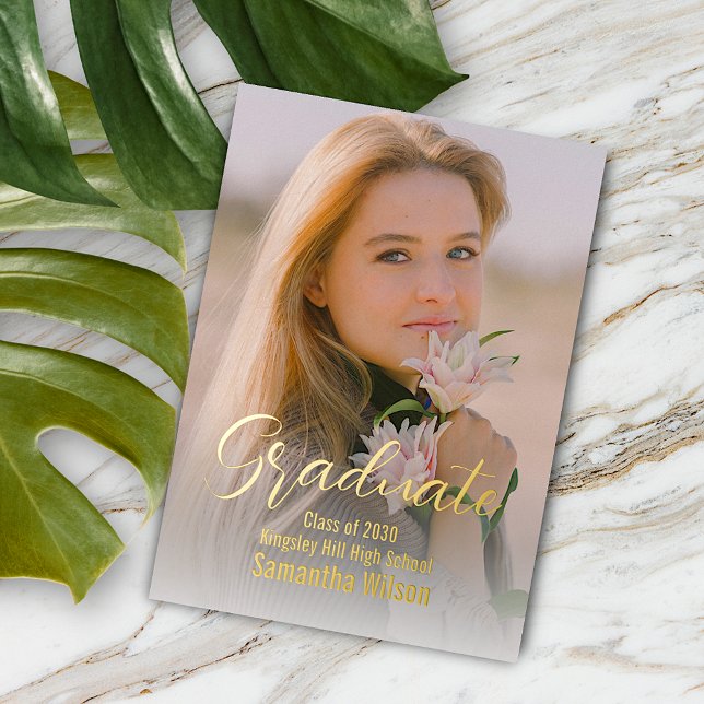 Chic Minimalist Gold Foil Graduation Announcement (Creator Uploaded)