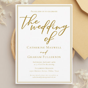 Chic Minimalist Gold Typography Wedding Invitation
