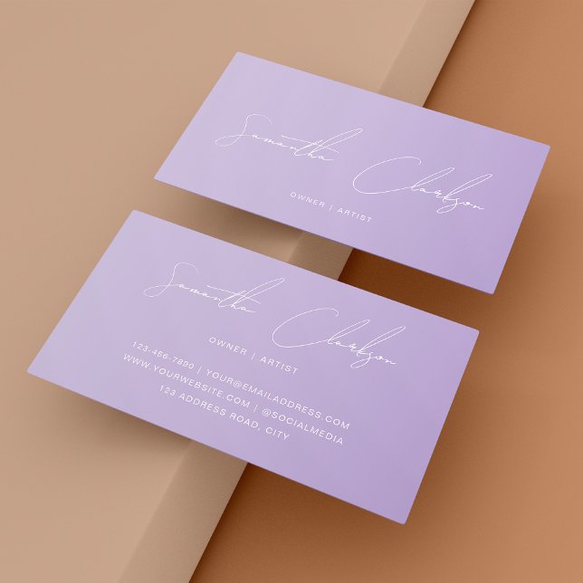 Chic Minimalist Hand-Lettered Blush Purple Script Business Card (Creator Uploaded)
