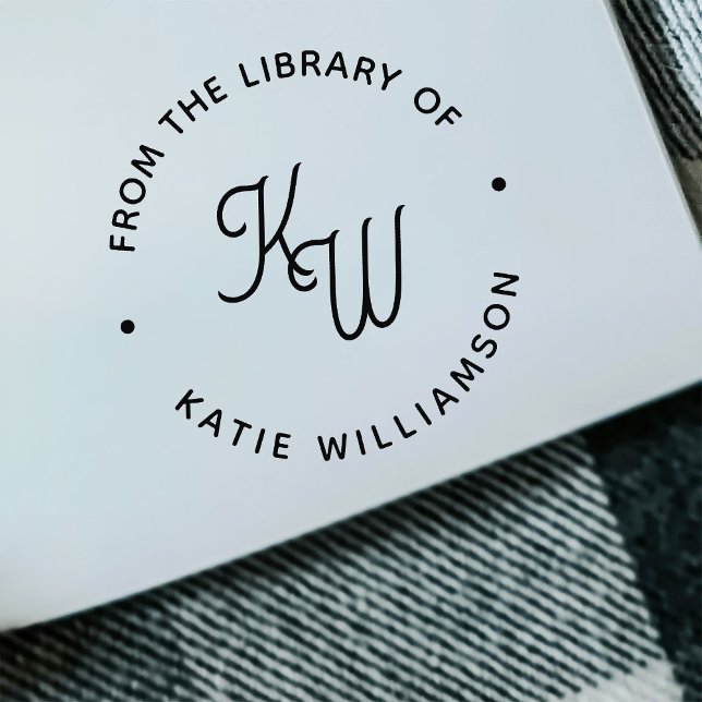 Chic Minimalist Initials Round Typography Library Rubber Stamp (Creator Uploaded)
