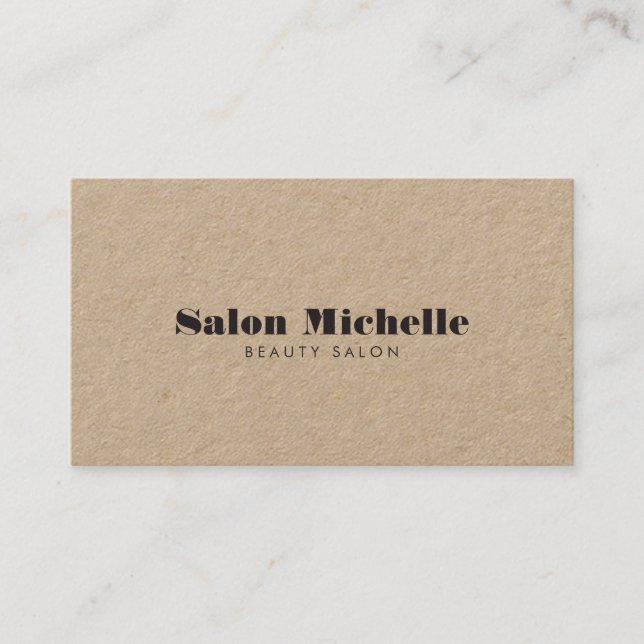 Chic Minimalist Kraft Boutique Salon  Business Card (Front)