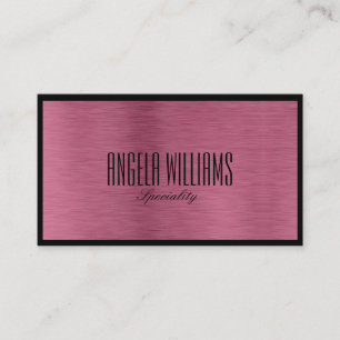 Chic minimalist metallic rose gold and black business card