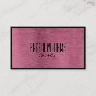 Chic minimalist metallic rose gold and black business card
