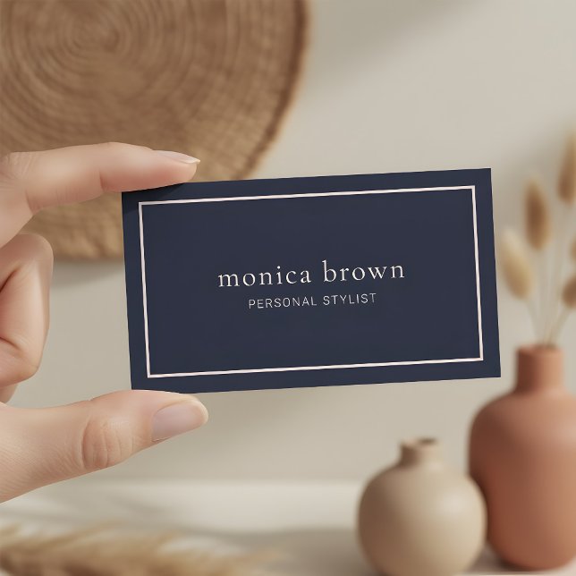 Chic Minimalist Modern | Navy Blue And Blush Business Card (Creator Uploaded)