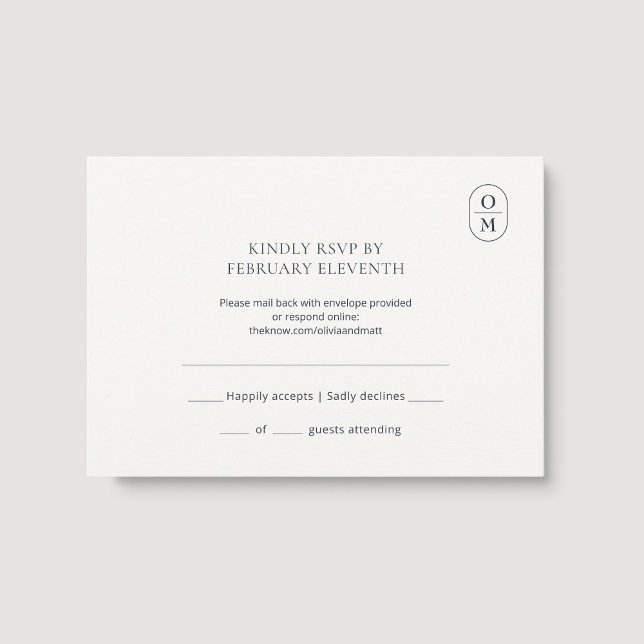Chic Minimalist Monogram Wedding RSVP Card (Creator Uploaded)
