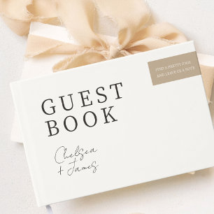 Chic Minimalist Neutral Taupe Couple Wedding Guest Book