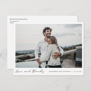Chic Minimalist Photo Wedding Thank You Postcard