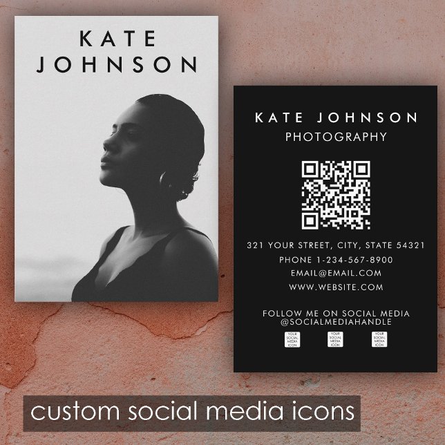 Chic Minimalist Professional Photo QR Code Business Card (Chic Minimalist Professional Photo QR Code Business Card)