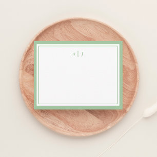 Chic Minimalist Sage Green Two Border Monogram Card