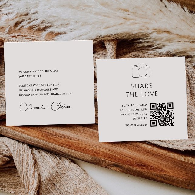 Chic Minimalist Share the Love QR Code Table Cards (Creator Uploaded)