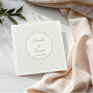 Chic Minimalist Stripe Green Wedding Napkin