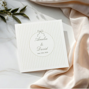 Chic Minimalist Stripe Green Wedding Napkin