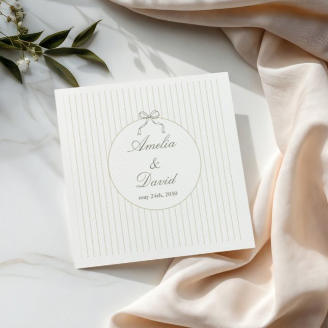 Chic Minimalist Stripe Green Wedding  Napkin (Creator Uploaded)