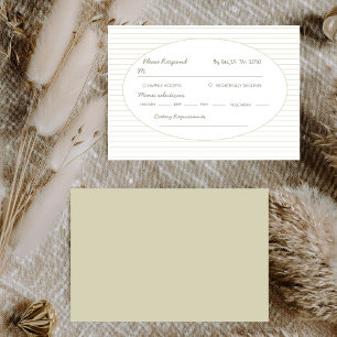 Chic Minimalist Stripe Green Wedding  RSVP Card