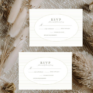 Chic Minimalist Stripe Green Wedding  RSVP Card