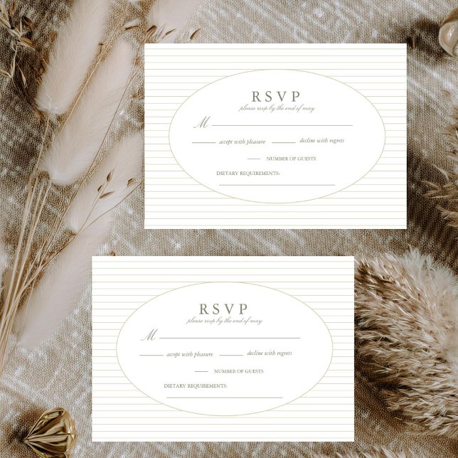 Chic Minimalist Stripe Green Wedding  RSVP Card (Creator Uploaded)