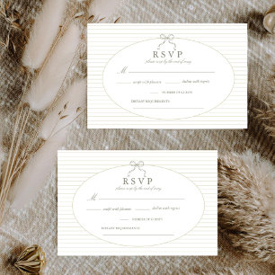 Chic Minimalist Stripe Green Wedding  RSVP Card