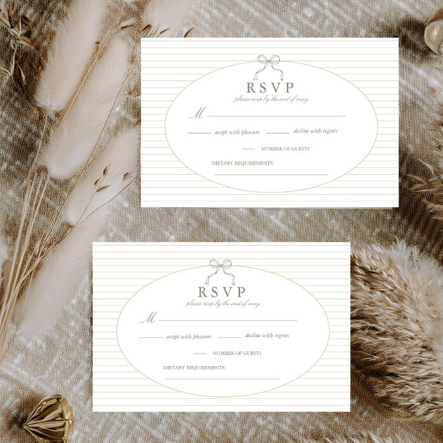 Chic Minimalist Stripe Green Wedding  RSVP Card (Creator Uploaded)