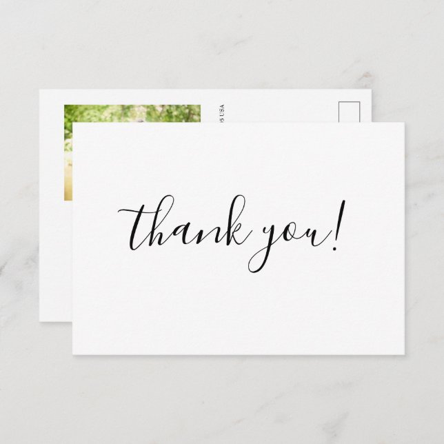 Chic Minimalist Thank You Script Wedding Photo  (Front/Back)