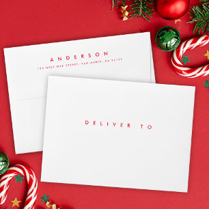 Chic Minimalist Type Modern Holiday Christmas  Envelope