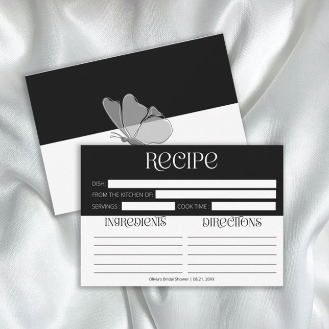Chic Minimalist Typography Butterfly Recipe Card (Creator Uploaded)