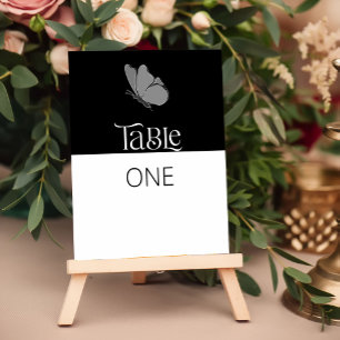 Chic Minimalist Typography Butterfly Wedding Table Number