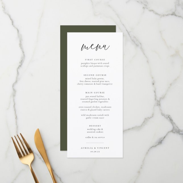 Chic Minimalist Wedding Menu (Front/Back In Situ)