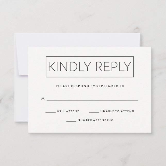 Chic Minimalist Wedding Response (Front)